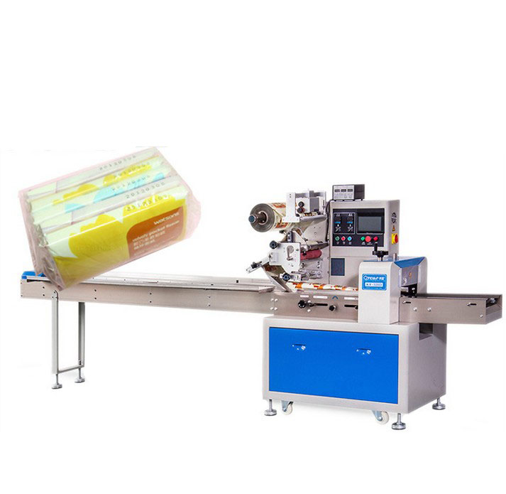 Pillow type packaging machine for napkin and tableware packa